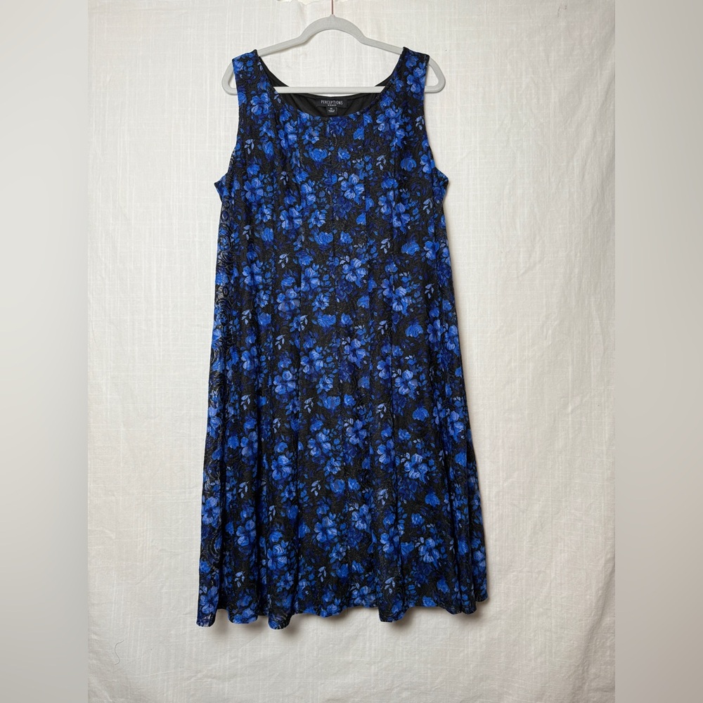 Perceptions Size 1x Floral Lace Midi Dress Sleeveless A-Line Whimsigoth…